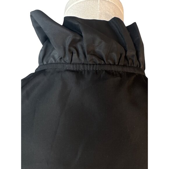 ZARA Black XS Ruffle Neck Wrap Top With Puff Sleeves & Side Sash Tie - Picture 11 of 16